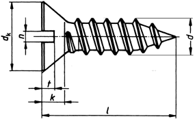 DIN 7972 - šroub do plechu se zápustnou hlavou a průběžnou drážkou 