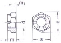 DIN 937 - nízké korunkové matice