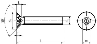 DIN 965 - šrouby se zápustnou hlavou a křížovou drážkou